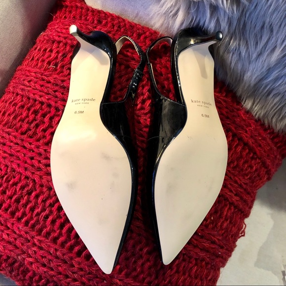 Kate Spade Ocean Black Patent Leather Sling-Back Pumps - Picture 8 of 9